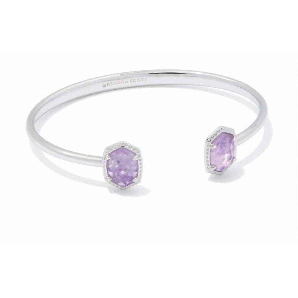 NEW KENDRA SCOTT women's daphne frame cuff bracelet in silver purple amethyst